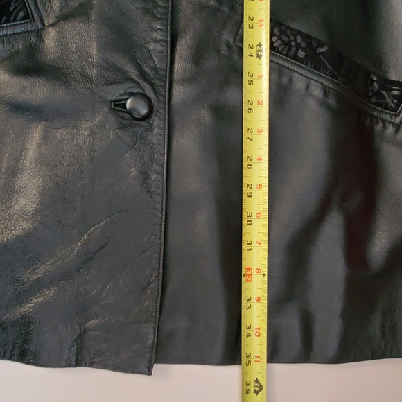 Vintage Retro Fitz-Wright Leather Black Floral Embossed Suede Jacket. XL. - Picture 12 of 15